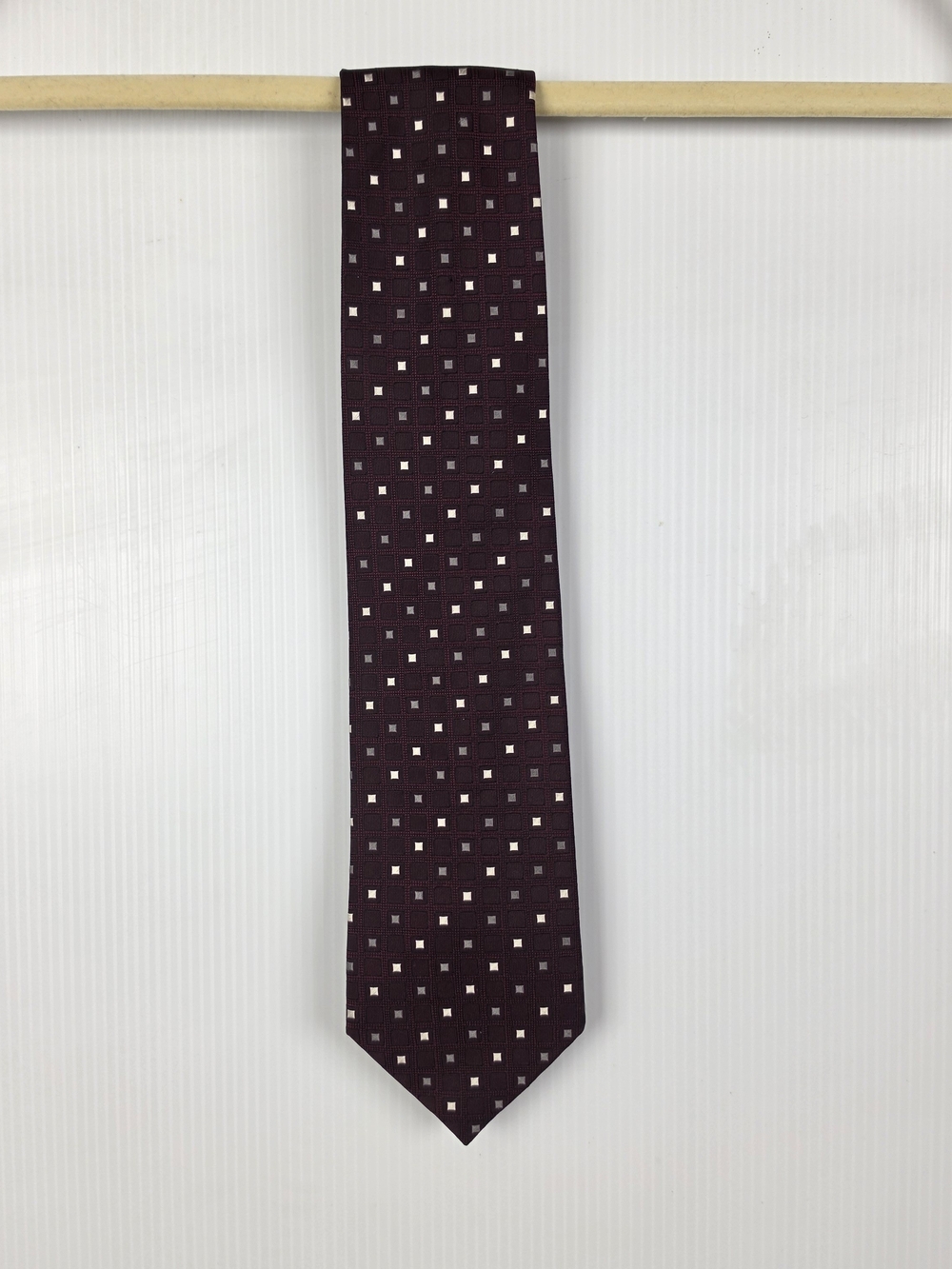 Men's Burgundy Square Dot Tie - Refined Business Accessory